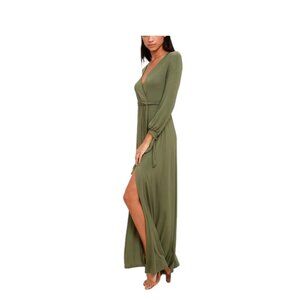 Lulus Just The Thing Olive Green Maxi Dress Size M NWT